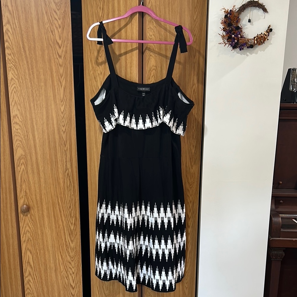 Lane Bryant Black and White Spaghetti Strap Sundress